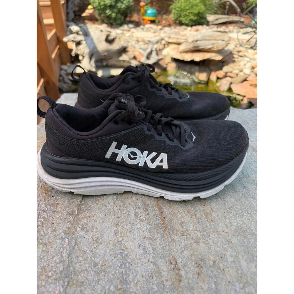 Hoka Gaviota 5 Wide Black White Mens 8.5 2E Stability Running Shoes 1134234 BWHT